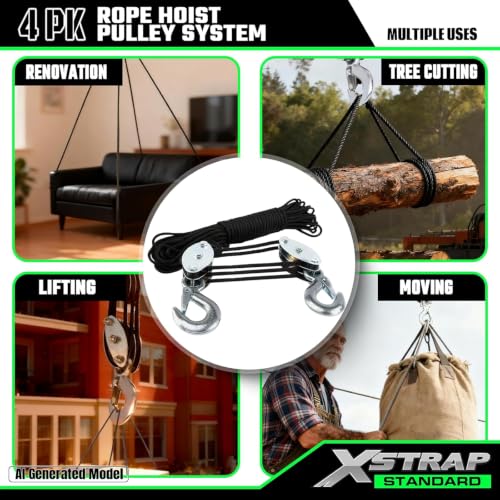 Heavy-Duty 2,000 LB Breaking Strength 50 FT Rope Hoist - product image 3