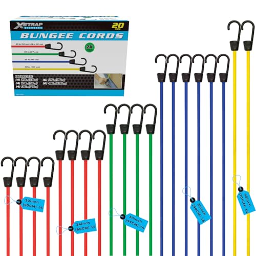 20 Pieces Premium Bungee Cords Assortment - Includes 20”, 24”, 30”, 35”, 40” Bungee Cords with Hooks - product image 2