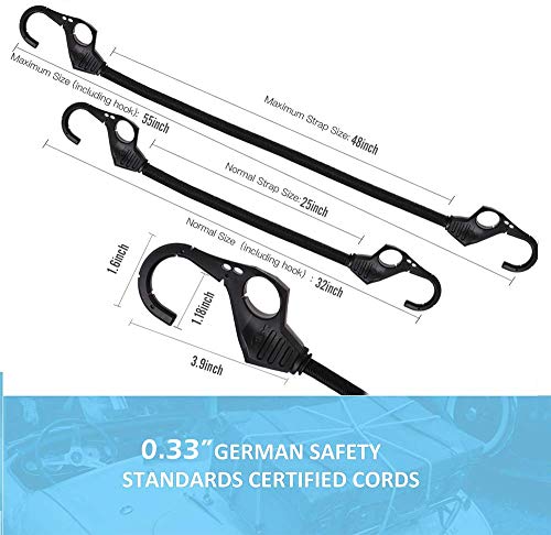 2 Pk 1.5" x 6' Ratchet Tie Down with Soft Loop + Heavy Duty Bungee Cords 10PK 32-Inch Finger-Hole Black - product image 5
