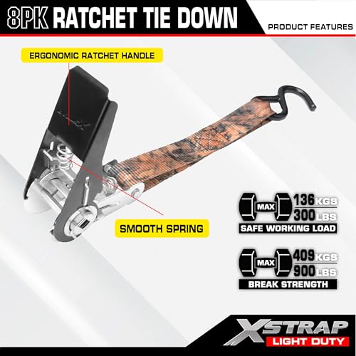 Ratchet Tie Down Straps 8PK & Soft Loop Tie-Down Straps 8PK Combo - Heavy Duty Cargo Securing Set - product image 8