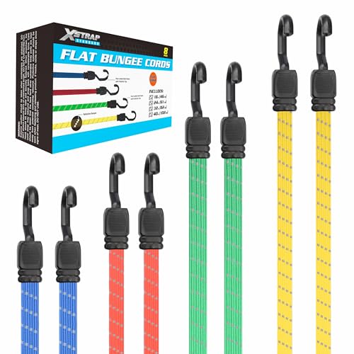 8-Pack Flat Reflective Bungee Cord with Hooks Elastic Strap - product image 2