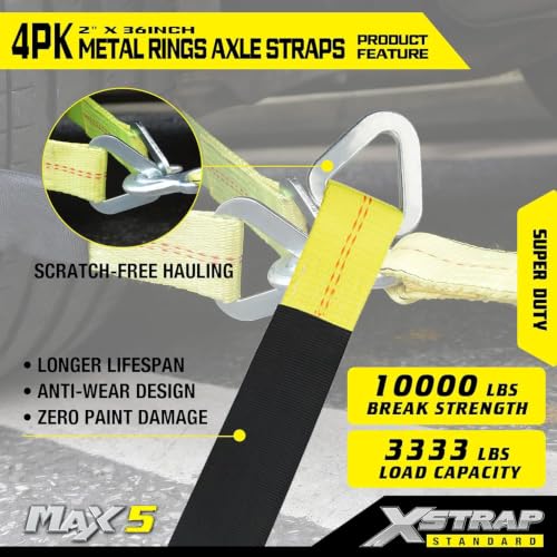4 PK 2" x 27FT Ratchet Straps + 36" x 2" Axle Straps - product image 8