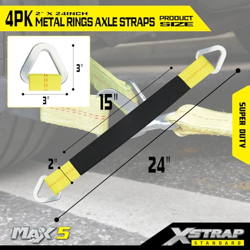 4-PK 24" x 2" Axle Straps with Protective Sleeve and D-Ring - product image 5