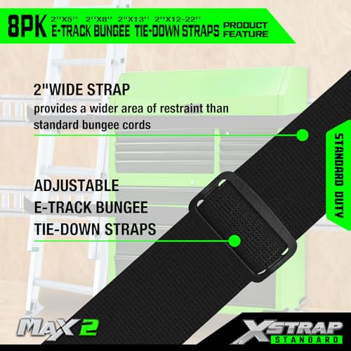 8 Pack E-Track Bungee Tie-Down Straps, Securing Straps Kit - product image 6