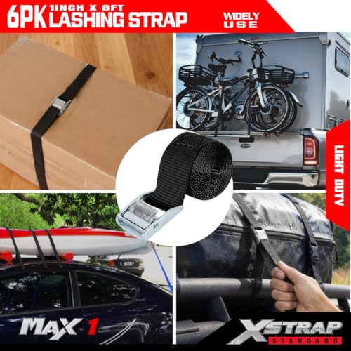 6PK 8FT Cam Buckle Lashing Straps, Cargo Tie-Down Straps - product image 3
