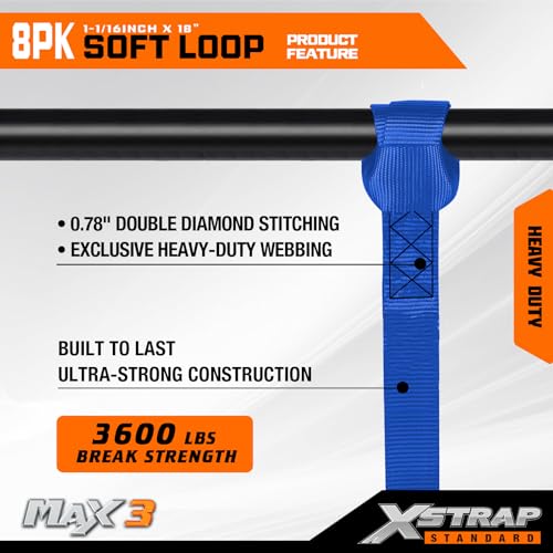 Ratchet Tie Down Straps 8PK & Soft Loop Tie-Down Straps 8PK Combo - Heavy Duty Cargo Securing Set - product image 8
