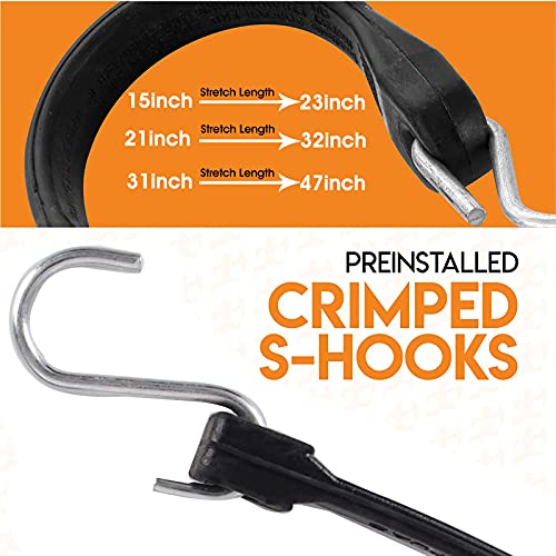 20 Pack Multiple Size Natural Rubber Tarp Bungee Straps Tie Down Cords with S Hooks Heavy Duty Ideal - product image 6
