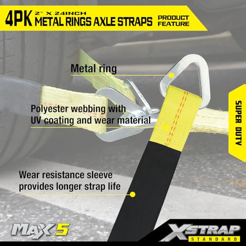 4-PK 24" x 2" Axle Straps with Protective Sleeve and D-Ring - product image 6