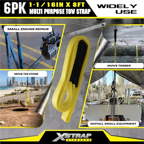 6PK 1"x8' Lift Sling Straps Wear Guard End Heavy Duty Strap - product image 3