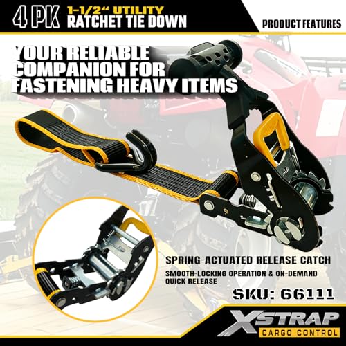 4-PK Heavy Duty Ratchet Tie Down Straps, Ammo Storage Box - product image 5