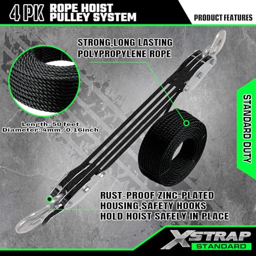 Heavy-Duty 2,000 LB Breaking Strength 50 FT Rope Hoist - product image 6