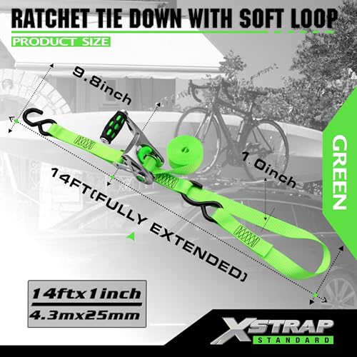 2PK Motorcycle Ratchet Straps 1in x 14ft Luggage Straps - product image 6