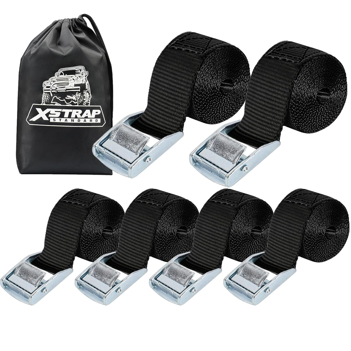 6PK 8FT Cam Buckle Lashing Straps, Cargo Tie-Down Straps