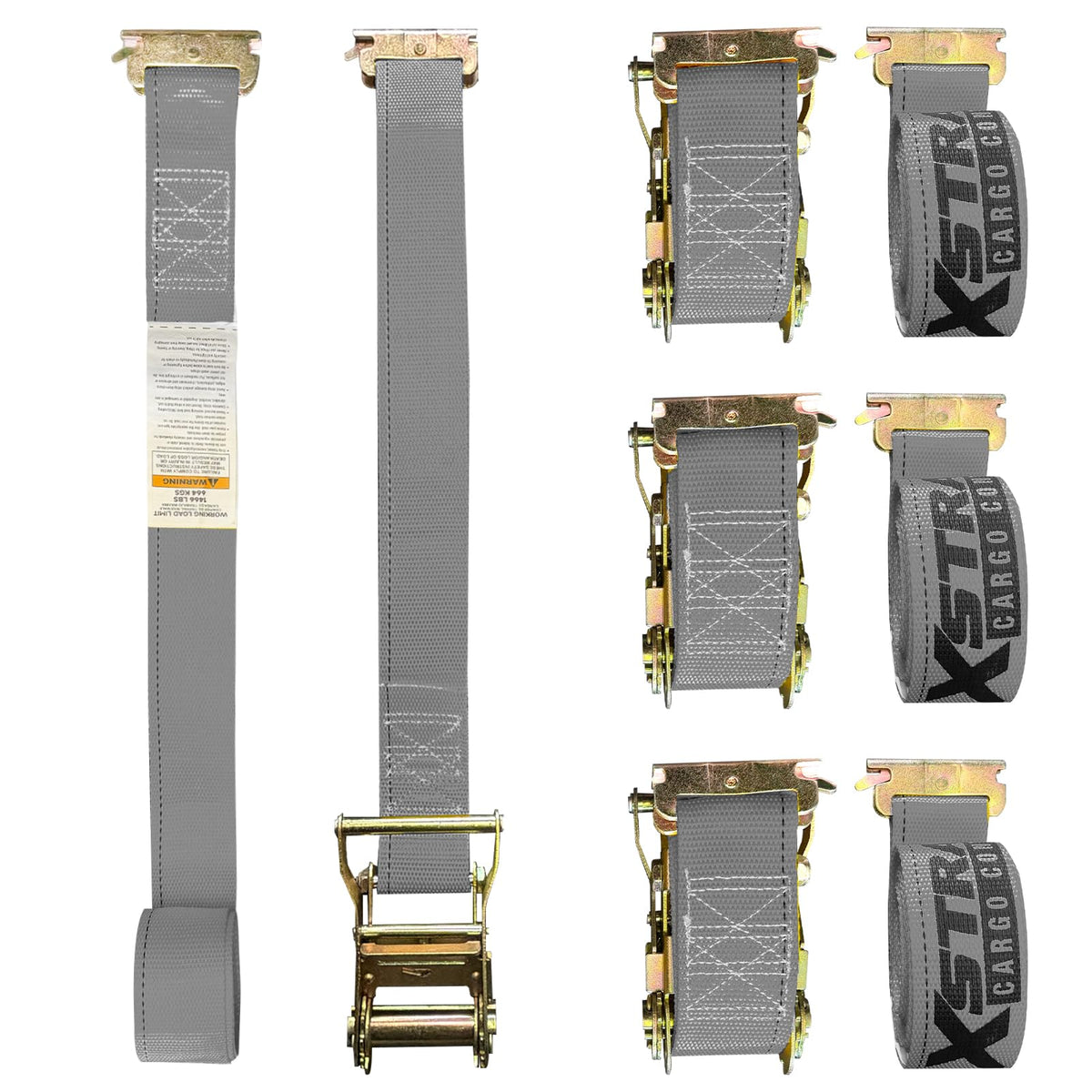 4-PK 2" x 16' E-Track Heavy Duty Ratchet Tie Down Straps