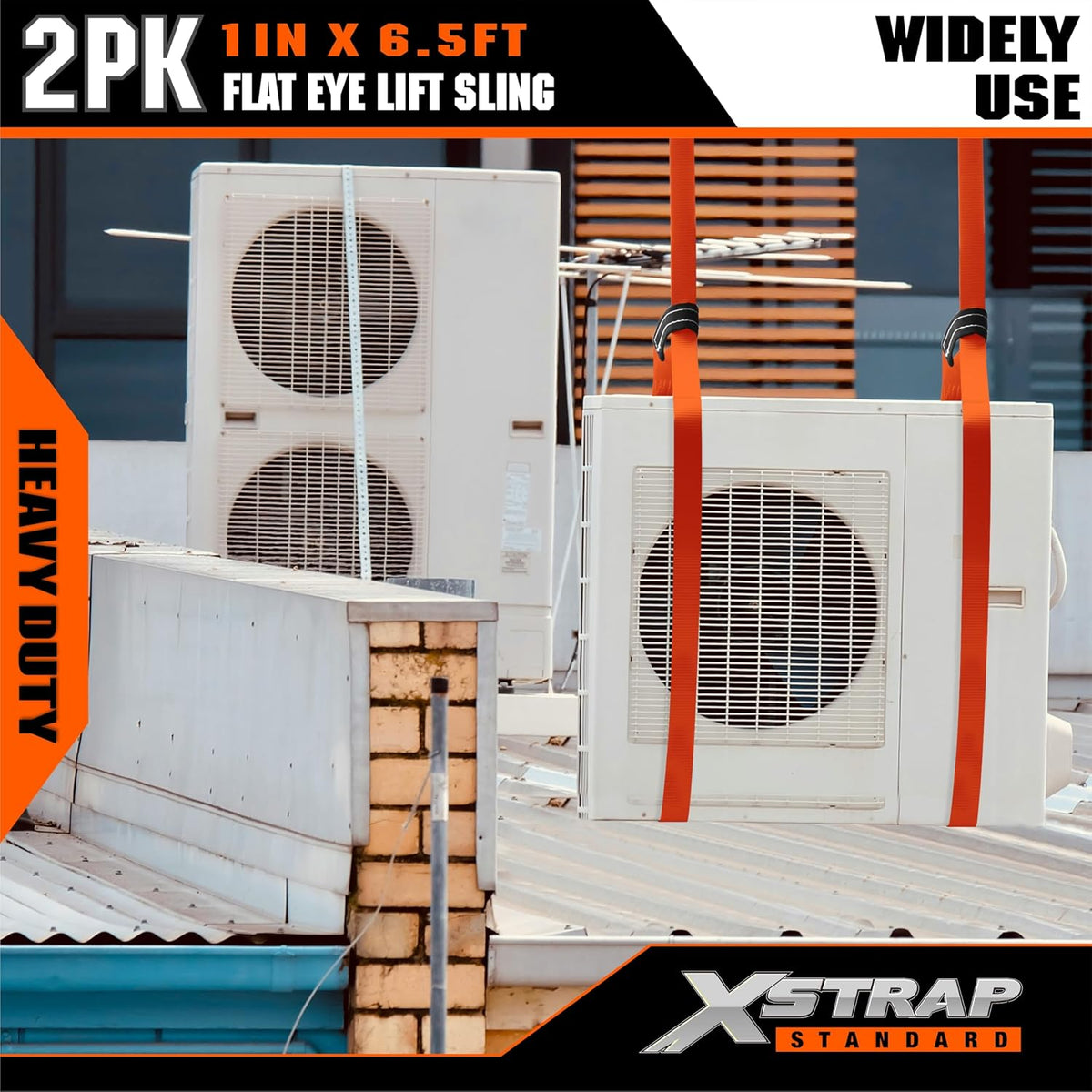 XS16097-2PK 1"x6.5ft Lifting Sling Straps 2000 lb Vertical Capacity 1600 lbs Choker / 4000 lbs Basket Capacity, 5:1 Safety Factor Polyester Web Slings for Rigging, Hoist, Tree Stump Removal