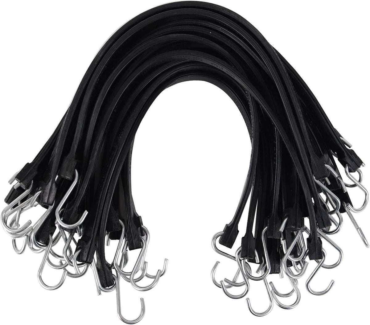 XS35003-1 21" 100% EPDM Bungee Cords 20PK Natural Rubber Tarp Straps Heavy Duty Weatherproof Elastic Tie Downs with Metal Crimped S Hooks for Securing Camping, Canvases, Cargo, Flatbed Trailers