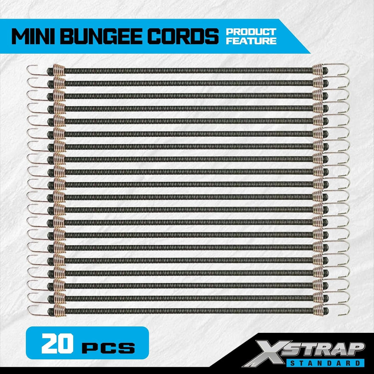 XS16022-Camouflage  20 Pcs Mini Bungee Cords with Hook, 10-Inch Elastic Straps Small Rubber Stretchy Cords for Bikes Camping Tools Tarp Covers Canvas Canopies Cargo Hang Christmas Ornaments, Camouflage