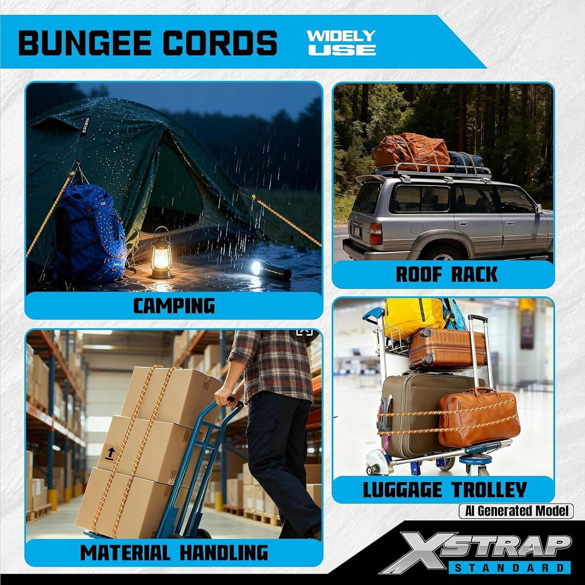 14-Pcs Premium Bungee Cords with Hooks 18", 24", 30", 40" Outdoor Bungee Straps Assortment XS16035