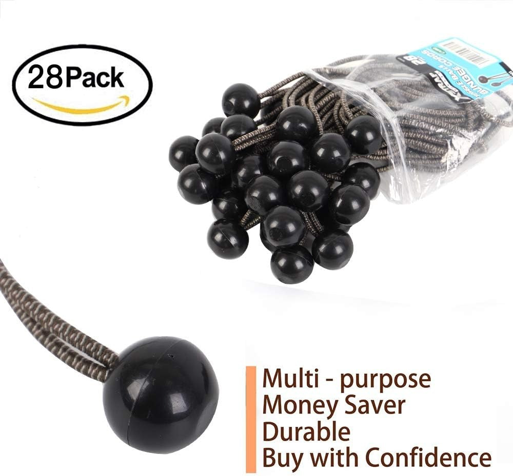 28 Pieces Ball Bungee Cords 9 Inch Camo Heavy Duty Outdoor Bungee Cord Balls Canopy Tarp Tie Down Bungee Balls with Elastic String  XS16021-Camouflage