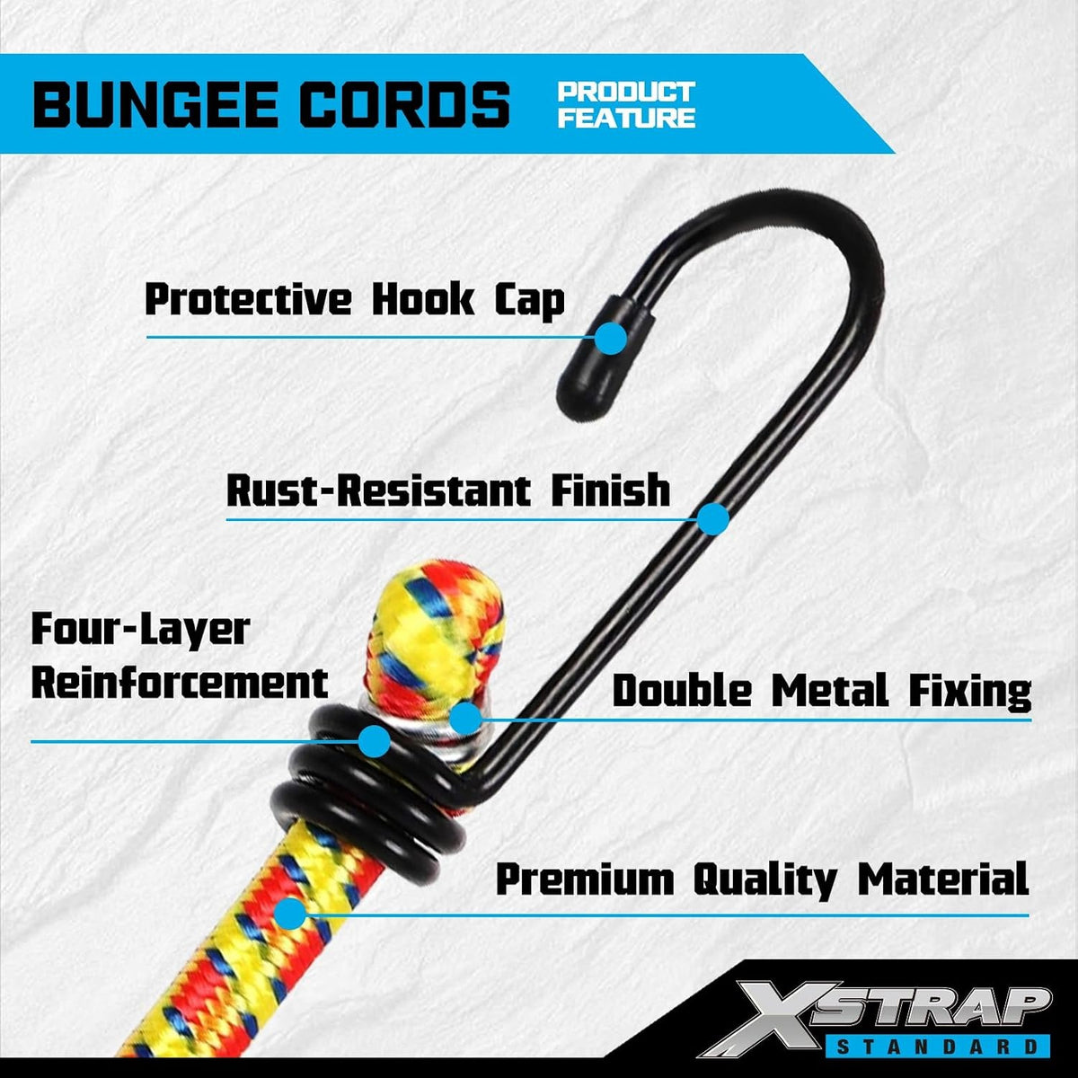 14-Pcs Premium Bungee Cords with Hooks 18", 24", 30", 40" Outdoor Bungee Straps Assortment XS16035