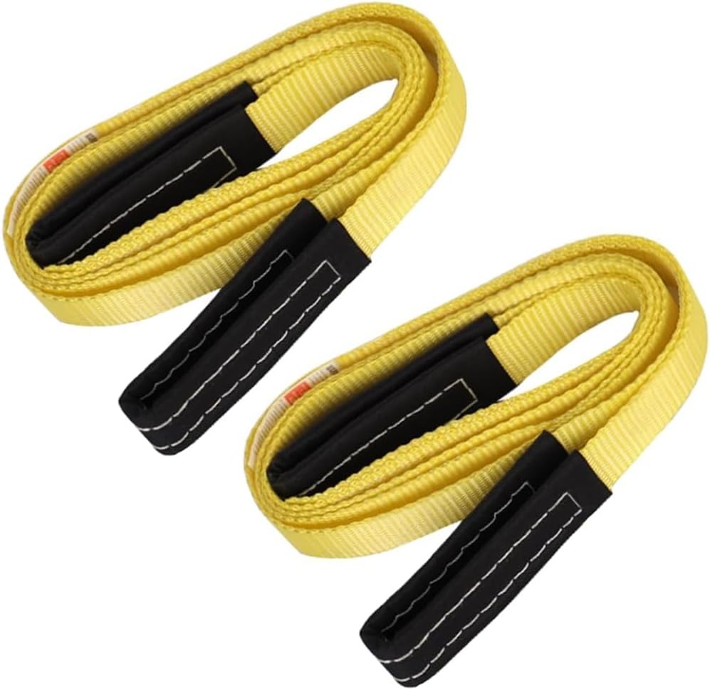 XS16018 2PK 1"x8' Lift Sling Straps Wear Guard End Heavy Duty Strap 4,000 lbs Break Strength Lifting Straps with 2 Reinforced Loops for Tree Saver Lifting Furniture Appliances Machine, hoisting
