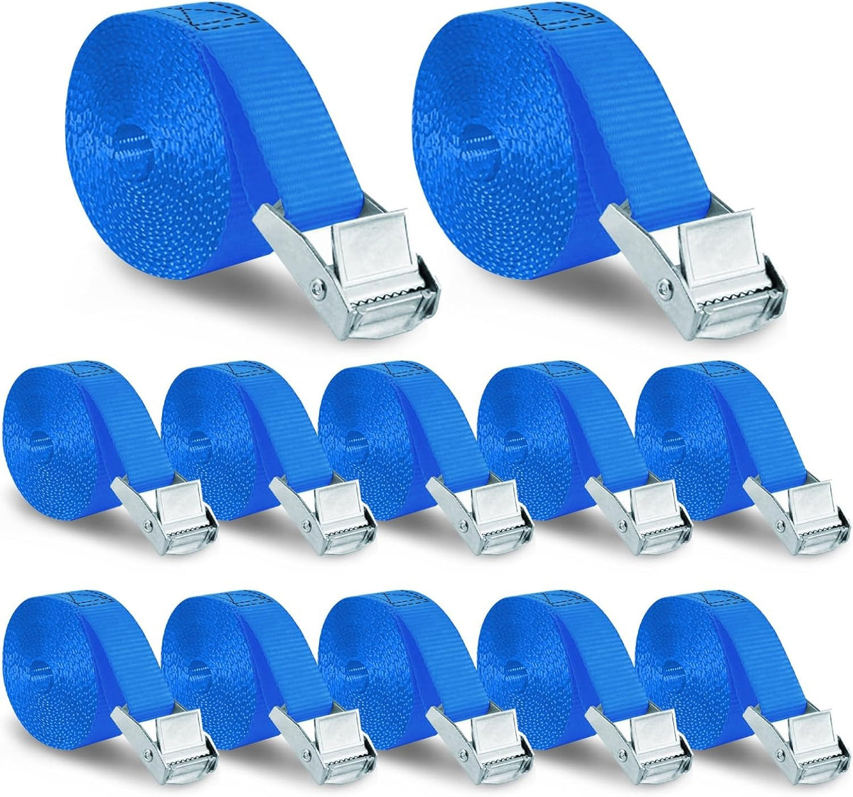 XS61094 Cambuckle Tie Down Strap 12-PK 1" x12' Cargo Lashing Straps 1000 lb Break Strength 1-inch Powersports Tie Down with Carry Bag for Securing Luggage Motorcycles Trailer Rack Kayak, Blue