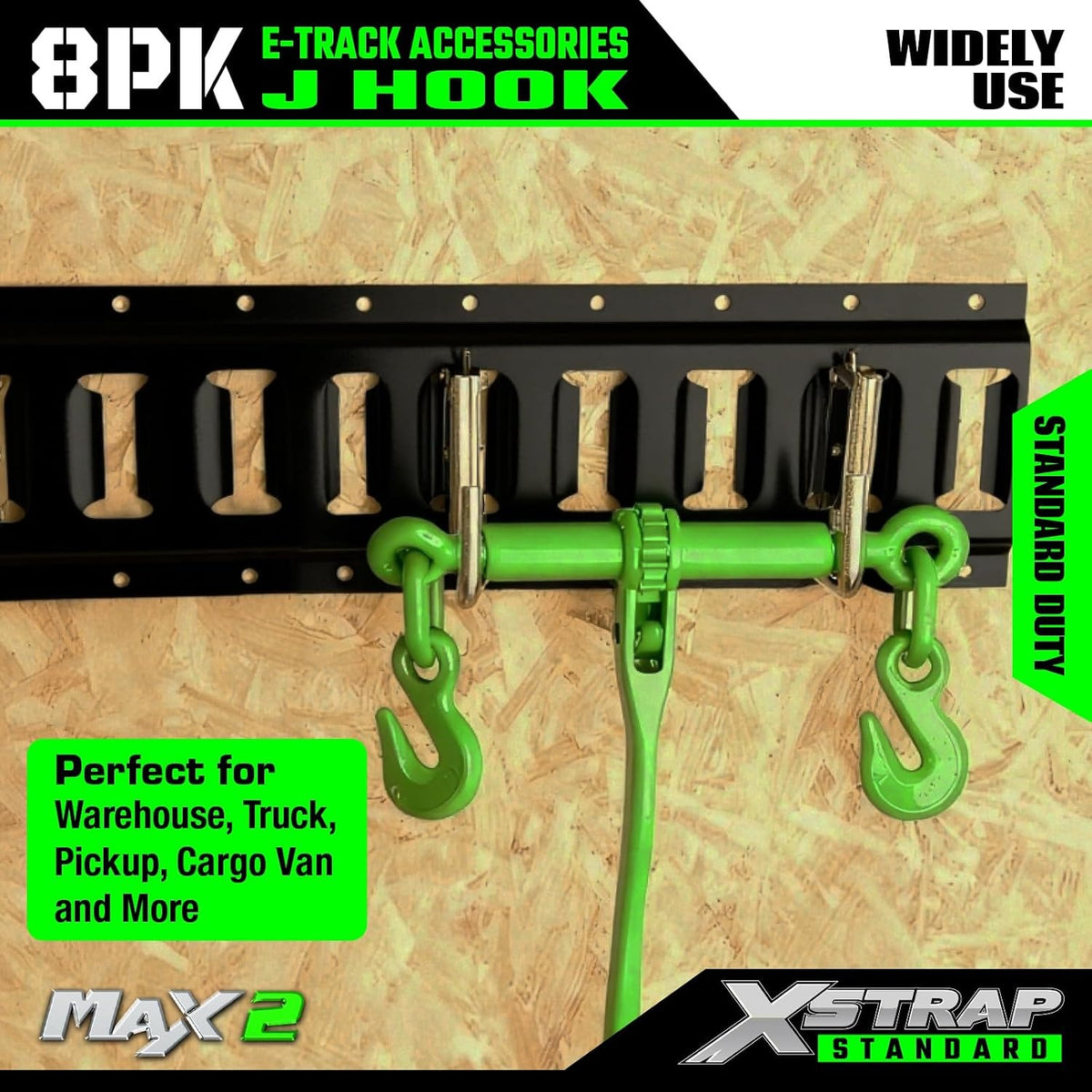 XS16075 8-PK Heavy Duty E Track J Hooks 2 in Steel Tie Down Anchors Mount Set Tie Down Anchor Points Pickup E Track Accessories for Cargo Van Enclosed Trailers Semi-Trucks Trailer Tool Hanging