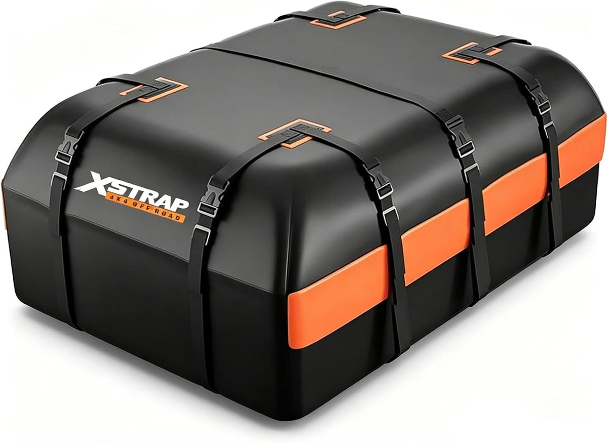 16 Cubic Feet Car Rooftop Luggage Carrier Bag, Orange Weather-Resistant 840D Car Roof Bag for SUVs Sedans with/without Rack, Anti-Slip Mat, 6-Door Hooks, 2-Extra Straps, Lock44309-orange