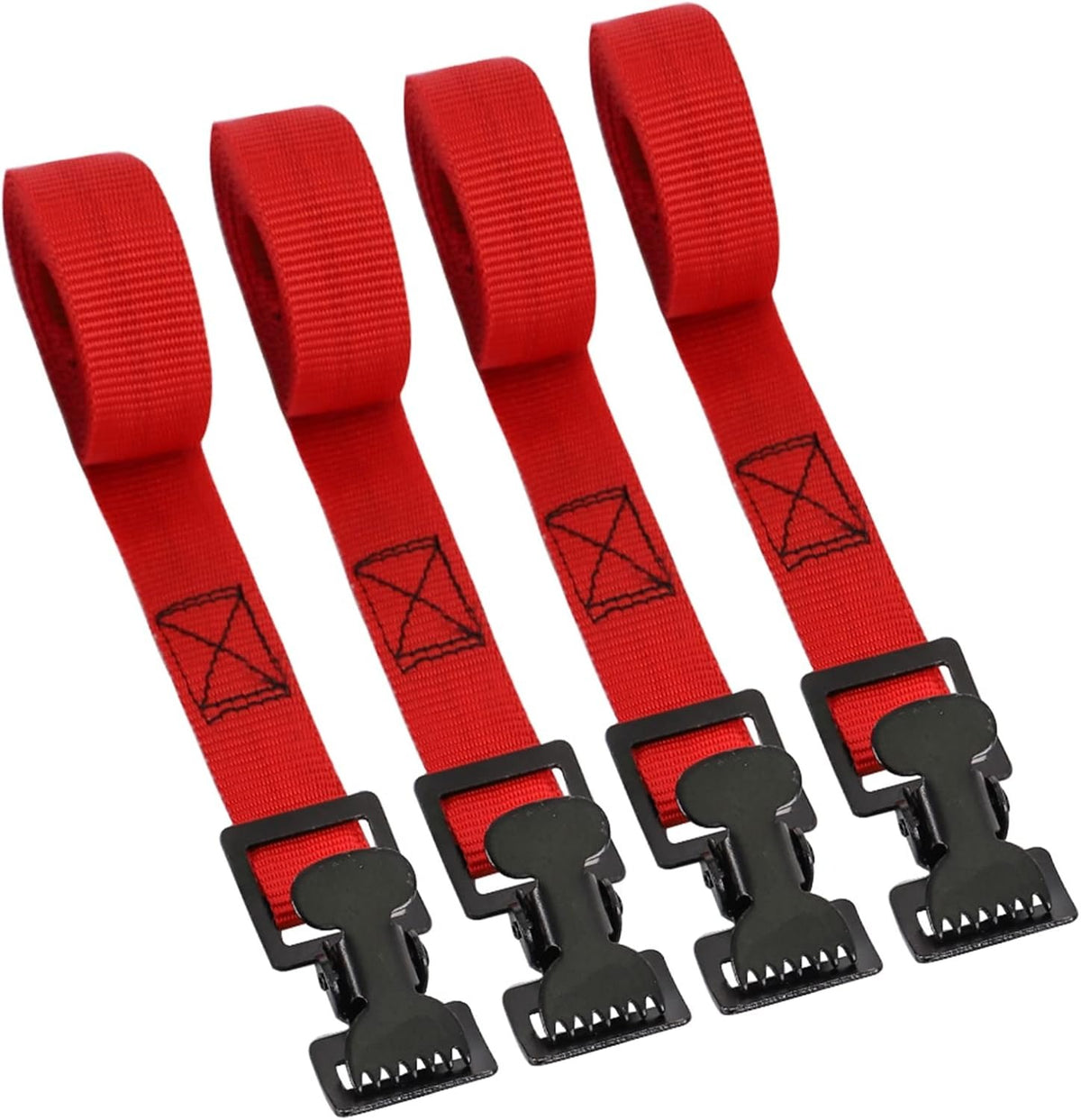 XS11520 4PK 1" x 5-1/2ft Lashing Straps with Alligator Thumb Buckle Clip All-Purpose Cargo Secure Utility Webbing Tie Down Straps for Ladders, Boxes, Small Cargo, Luggage, Camping Gear, Red