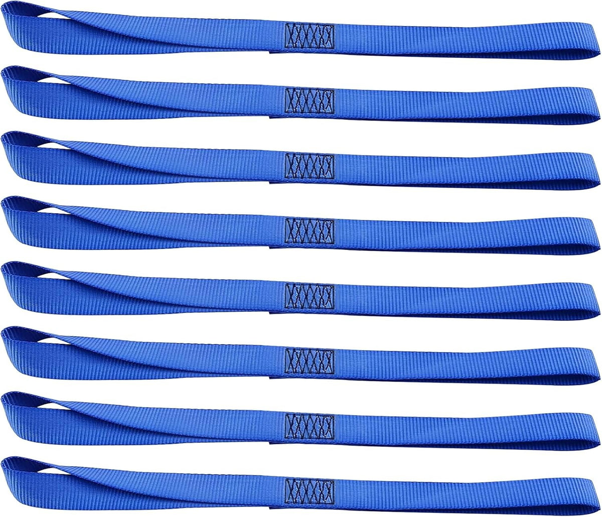 XS16004-Blue 8PK Motorcycle Soft Loop Tie-Down Straps 1-1/16 x 18 inches 3,600LB Breaking Strength, Loop Straps for Securing Trailering, Bikes, ATV, UTV, Scooters, Dirt Bikes, Lawn Equipment, Black