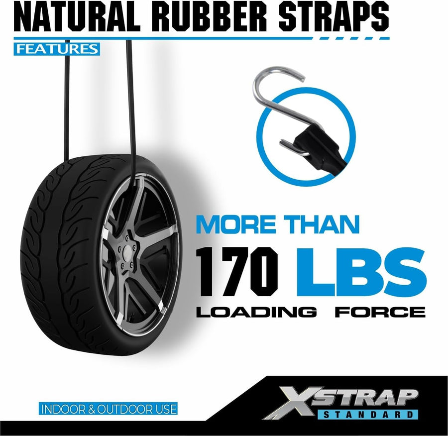 XS35004-1  31" 100% EPDM Bungee Cords 20PK Natural Rubber Tarp Straps Heavy Duty Weatherproof Elastic Tie Downs with Metal Crimped S Hooks for Securing Camping, Canvases, Cargo, Flatbed Trailers