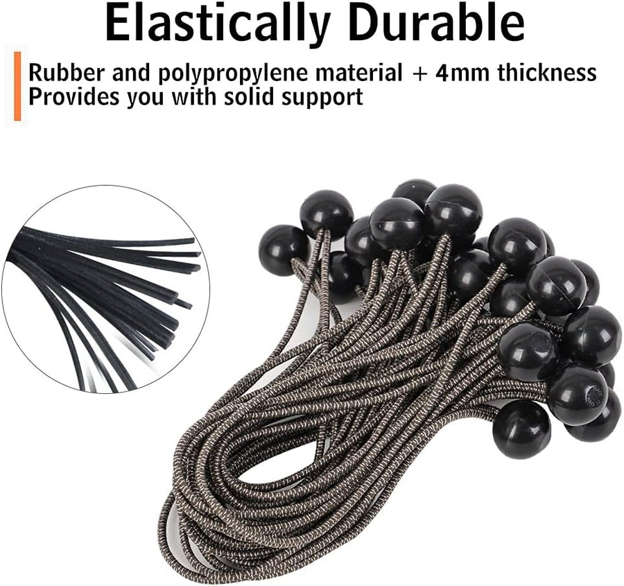28 Pieces Ball Bungee Cords 9 Inch Camo Heavy Duty Outdoor Bungee Cord Balls Canopy Tarp Tie Down Bungee Balls with Elastic String  XS16021-Camouflage