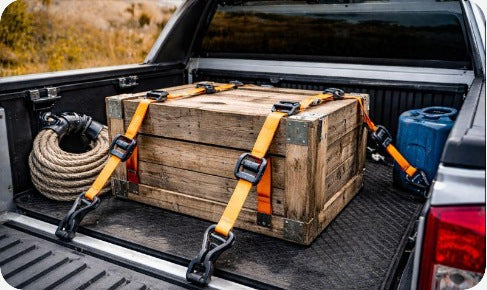 Industrial equipment transport with cargo-control hardware